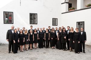 Group portrait of the <!--LINK'" 0:185-->, founded in Ljubljana, 1984, originally named Ave Vocal Ensemble.  2011
