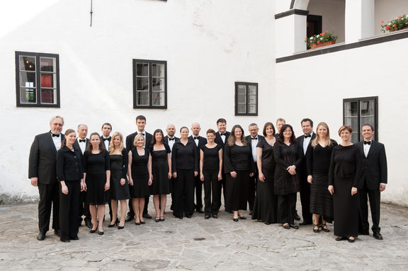 Group portrait of the Ave Chamber Choir, founded in Ljubljana, 1984, originally named Ave Vocal Ensemble. 2011