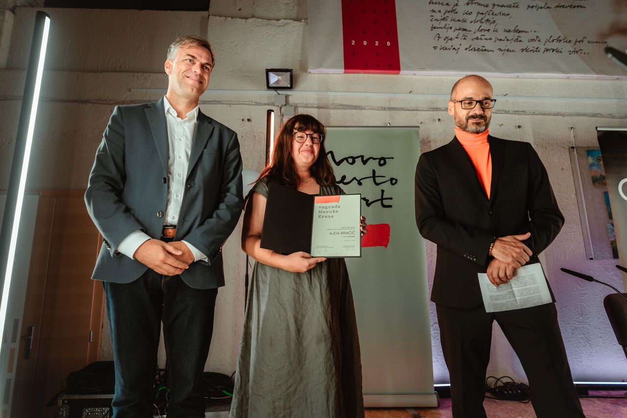 Maruša Krese Award ceremony with the winning author Ajda Bračič, 2023.