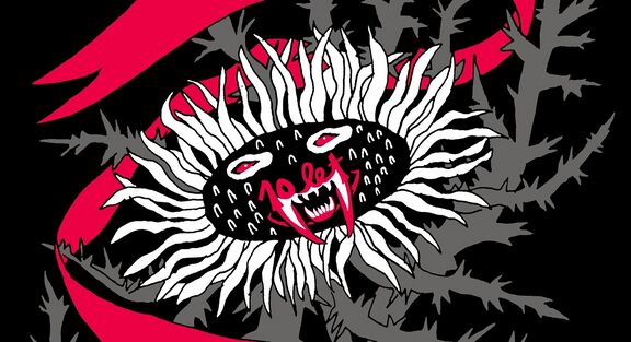 Poster for ten years anniversary of anti-award Barbed Flower (Bodeča Neža) of International Feminist and Queer Festival Red Dawns