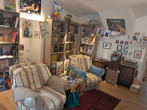 Inside Stripolis Comic Book Store.