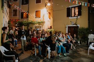 Film and poetry event at Largo pri Špini town square, <!--LINK'" 0:256--> 2022. Author: Amadeja Smrekar