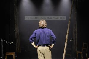 Scene from the play <i>Assault</i>, a production based on the life and work of Slovenian Partisan poet Karel Destovnik – Kajuh. Directed by Živa Bizovičar, <!--LINK'" 0:741--> 2023. Author: Jaka Babnik