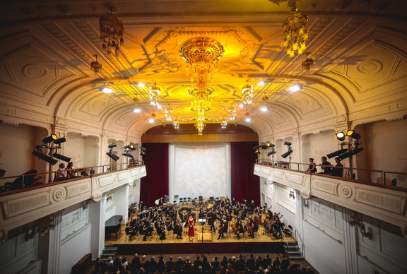 The Maribor Festival Orchestra (each year set up especially for the festival) performing in the Union Hall at the Festival Maribor, 2015