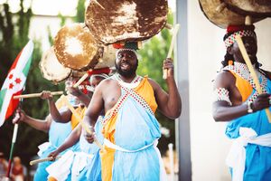 The performance by Ikiyago Legacy, featuring Burundian traditional drummers, in the central city square, <!--LINK'" 0:699--> 2022. Author: Ksenija Mikor