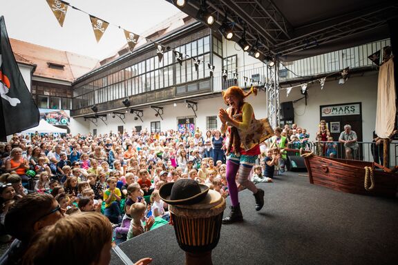 Pippi Longstocking at Vetrinjski Mansion, children's programme at Lent Festival, Maribor 2023. Author: Marko Pigac