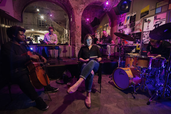 Mauricio Valdes, Dre Hočevar, Katja Perat, Žiga Murko and Lester St. Louis performing at Pritličje, 2017.