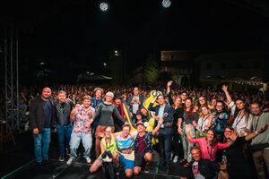 Co-creators of the 15th international stand-up comedy festival <!--LINK'" 0:757-->, Ljubljana 2022. Author: Jaka Škrlep