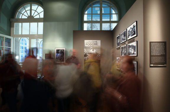 An opening ceremony at the National Museum of Contemporary History in Ljubljana. A temporary exhibition presented France Cerar's photo documentation, 2014.