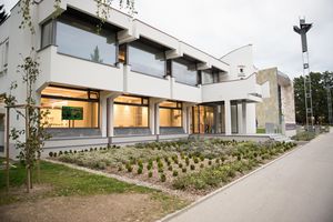 A modernist building of the Velenje Regional Gallery, designed in 1971 by <!--LINK'" 0:65-->, thoroughly renovated in 2015