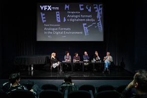 Panel discussion <i>Analogue Formats in the Digital Environment</i> at <!--LINK'" 0:844--> in 2023. Author: Asiana Jurca Avci