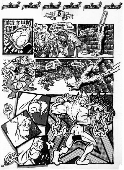 Partizani [The Partisans] comic strip by Dušan Kastelic, made for the political magazine Mladina in 1988 preceding the disintegration of Yugoslavia, Bugbrain Studio