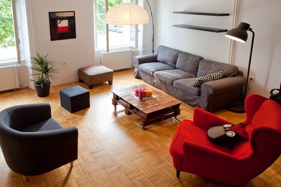 The living room at the Goga Literary Residency.