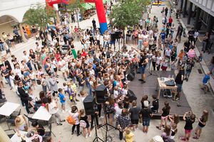 <!--LINK'" 0:923--> Day, view of the stage on Rotovž Square in the city center of Maribor, 2018.