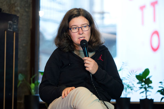 Barbara Rajgelj, a professor of law, a co-founder of Pritličje and Grounded Festival. Grounded Festival 2018.