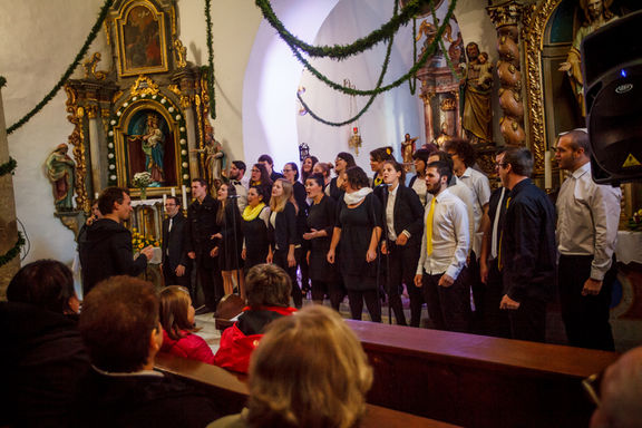 The gospel choir Bee Geesus performing at Festival of Slovenian Jazz, 2015