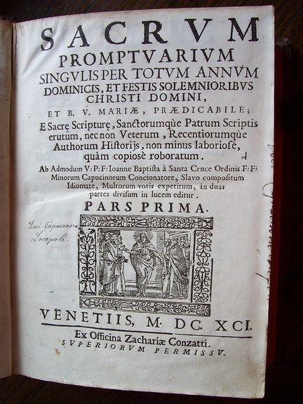 Svetokriški preaching manual, 1691, held by Capuchin Monastery Archives and Library, Škofja Loka