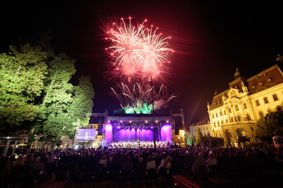 A joint concert by the Slovene Philharmonic Orchestra and the Zagreb Philharmonic Orchestra, held at Kongresni trg as the opening concert of the Ljubljana Festival, 2016