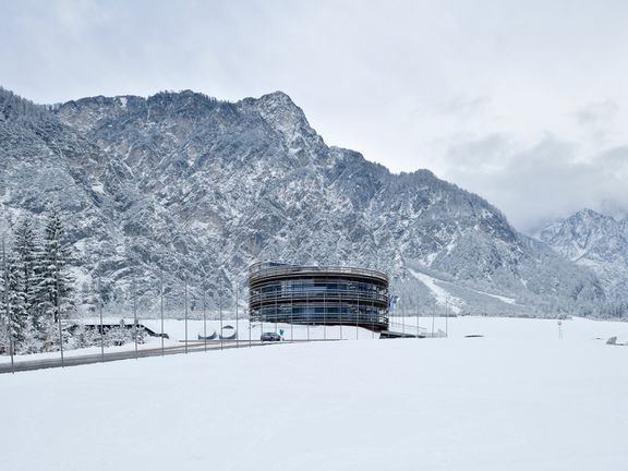 Nordic Centre Planica central building, the pavilion by the STVAR architects that houses also the Planica Museum collection, 2016