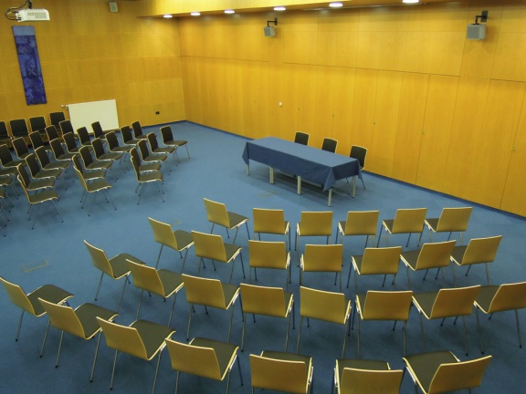 Multi-purpose hall used for literary meetings, lectures and other events, France Bevk Public Library Nova Gorica, 2013