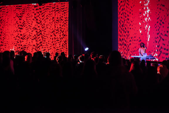 Blaž performing on the big stage of Kino Šiška Centre for Urban Culture at TRESK Festival, 2016