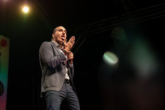 Slovenian comedian and actor Vid Valič at the Panč Festival, Ljubljana 2022.