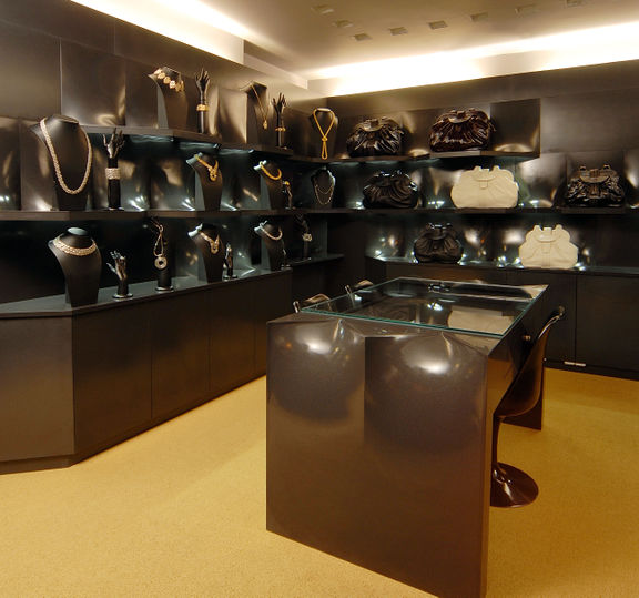 Interior design of the Lara Bohinc lifestyle and fine jewellery store by Elastik Architecture, Sloane Street, London, 2007–2008