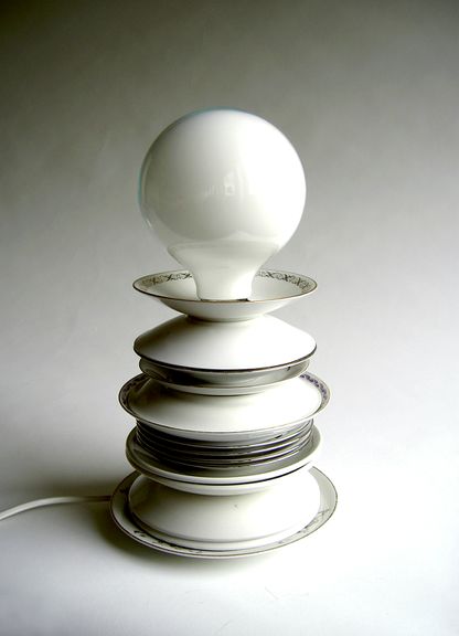 European Triennial of Small Sculpture, Stacked plates lamp, Malin Lundmark, 2003
