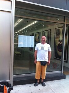 <i>95 Theses on Art</i>, a project by <!--LINK'" 0:1303--> during <!--LINK'" 0:1304-->. This picture documents the action at Bosi Contemporary.