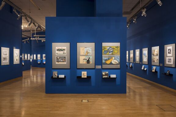 The exhibition view of the 14th Biennial of Slovene Book Illustration at Cankarjev dom Gallery in 2022.