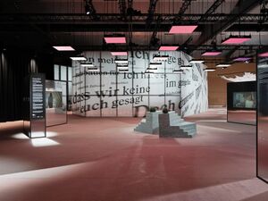 Slovenian pavilion, designed by Studio Sadar, Studio Kruh, AA, Eva Petrič (ceiling instalation)