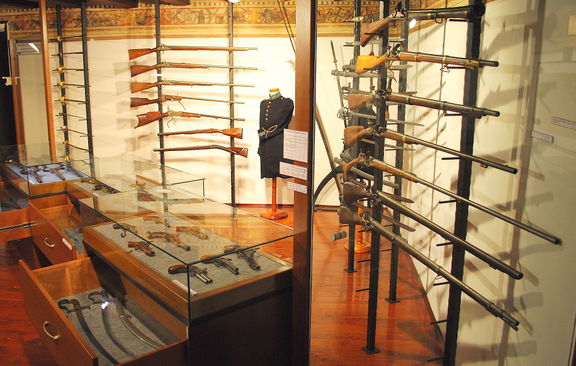 A collection of small arms in the Cultural History collection at Koper Regional Museum
