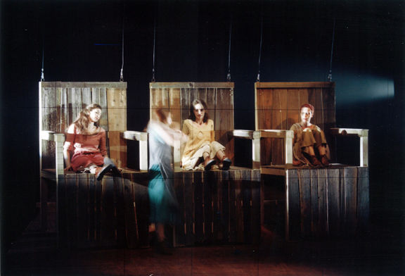 Lo Scrittore directed by Barbara Novakovič Kolenc, produced by Muzeum Theatre. Slovene National Theatre Drama Ljubljana, 1995. (From left to right: Sanja Nešković Peršin, Janja Majzelj, Petra Govc, Mateja Rebolj)