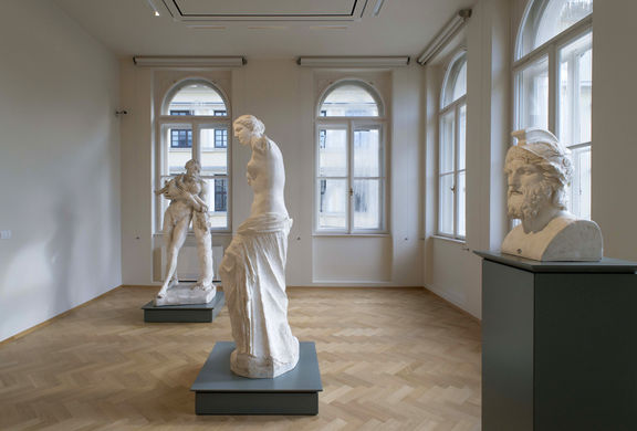 The 2016 set up of the permanent collection of the National Gallery of Slovenia featuring sculpture.